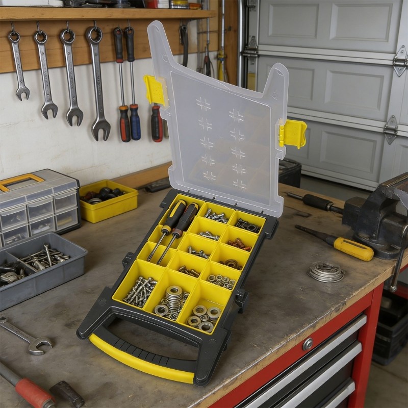 Compact 14 Compartment Utility Box For Various Small Tool And Accessories
