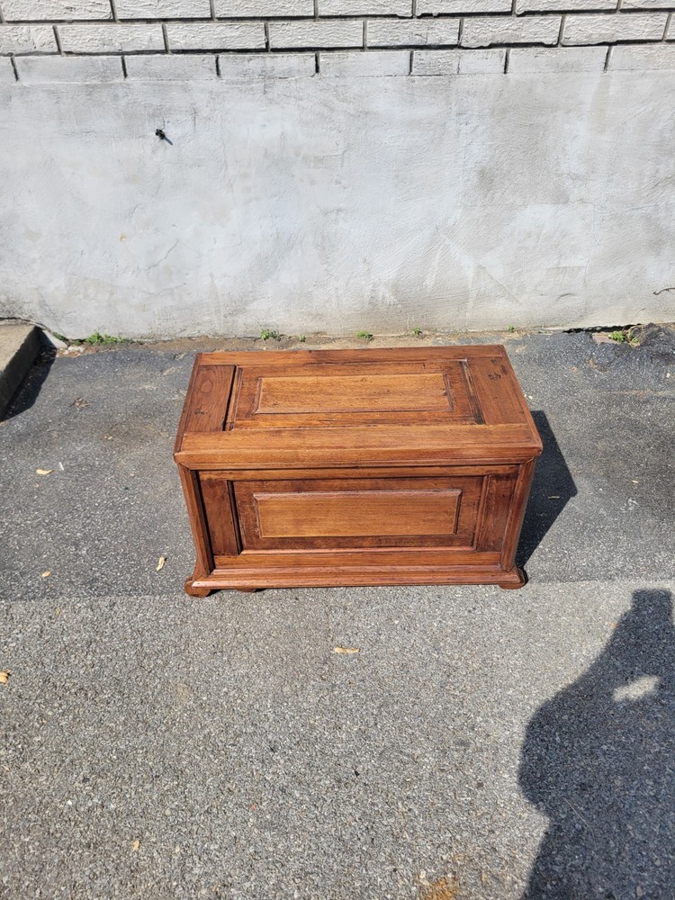 19th Century Antique Solid Walnut Storage Box - Handmade Primitive Trunk