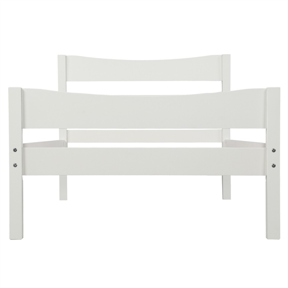 Twin Size Bed Frame Wood Platform Bed Frame with Headboard White/Walnut/Espresso