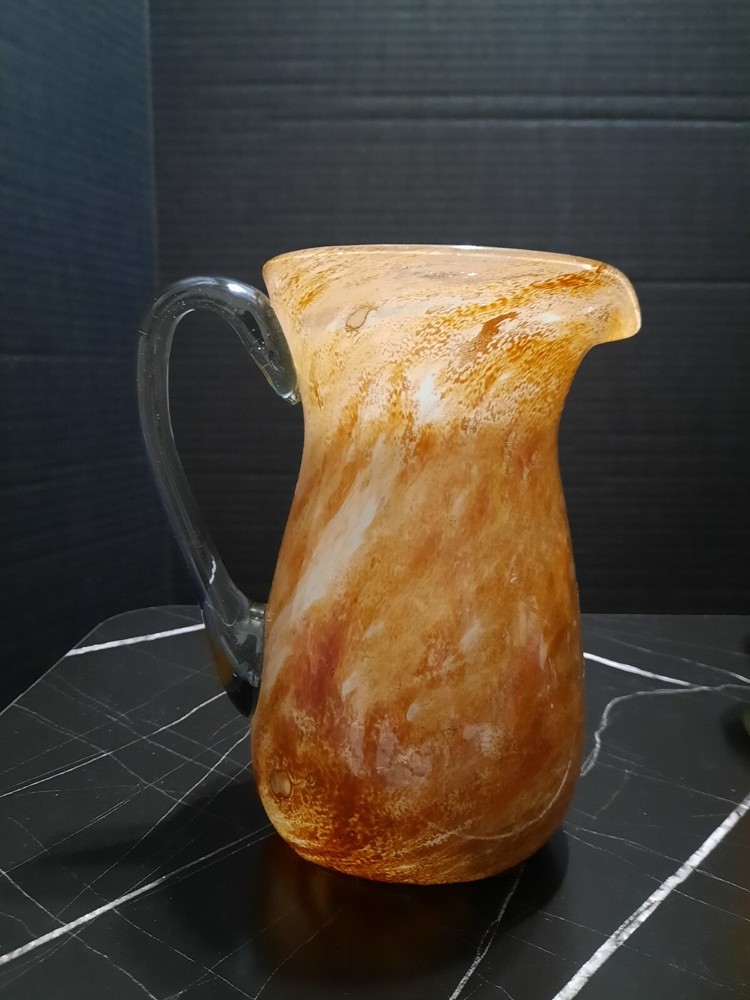 Hand Blown Glass Pitcher And Goblets