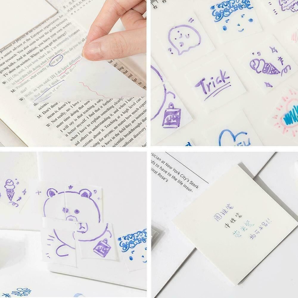 100 SHEETS CLEAR STICKY NOTE PAPER TRANSPARENT ADHESIVE MEMO PADS OFFICE STUDENT