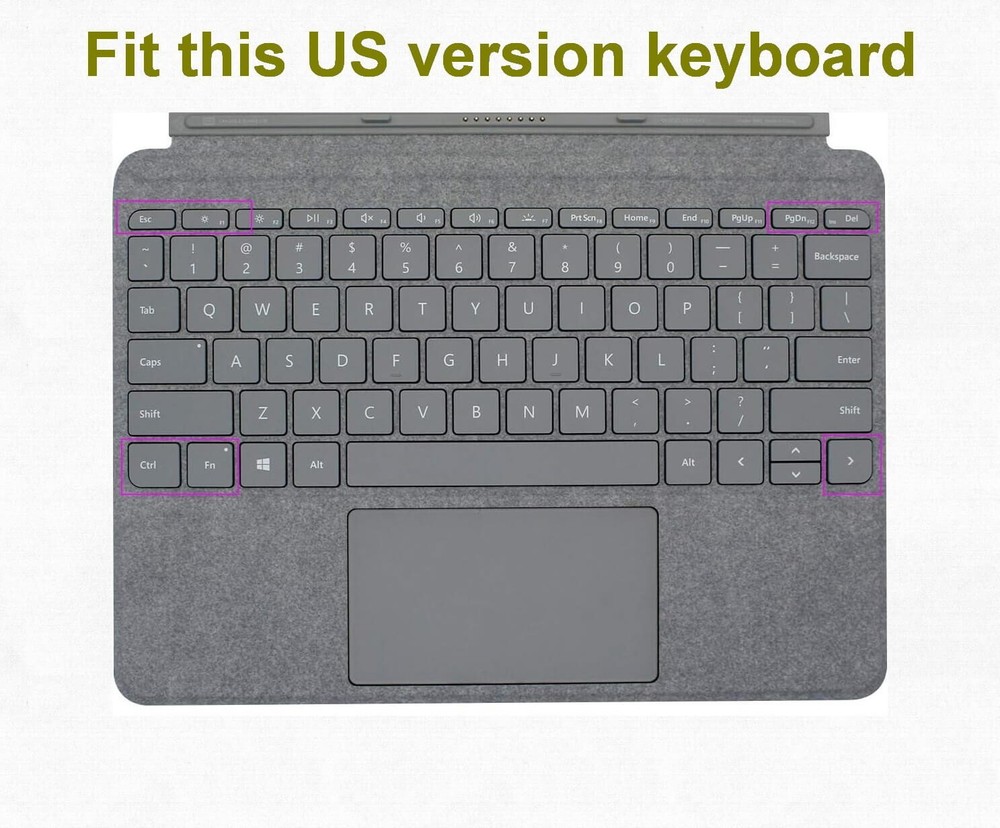 keyboard skin for 10.5" Microsoft Surface Go 3 & Surface Go 2, 10" Surface Go