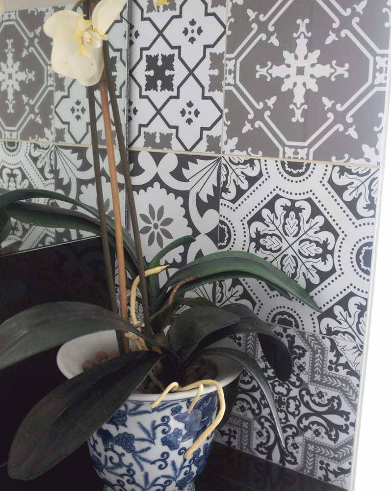 Tile Stickers for Kitchen Backsplash Floor Bath Removable: Patchwork Grey Pmix5