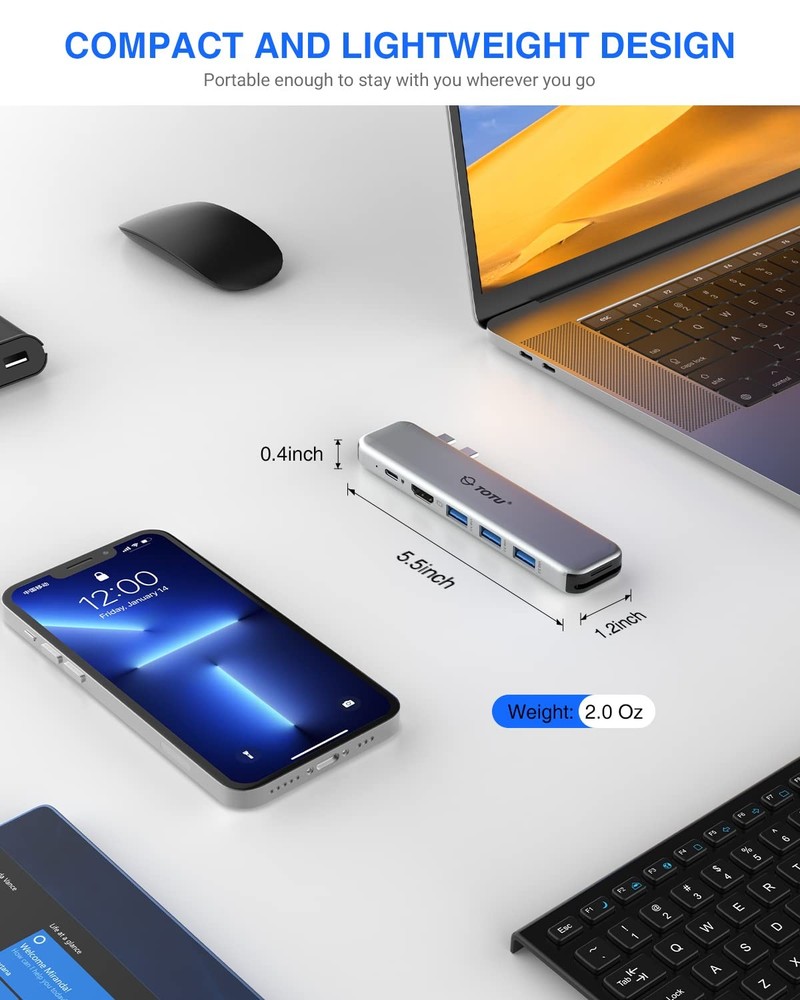 MacBook USB C Hub Multiport Adapter, 8 in 2 MacBook Docking Station with Dual...