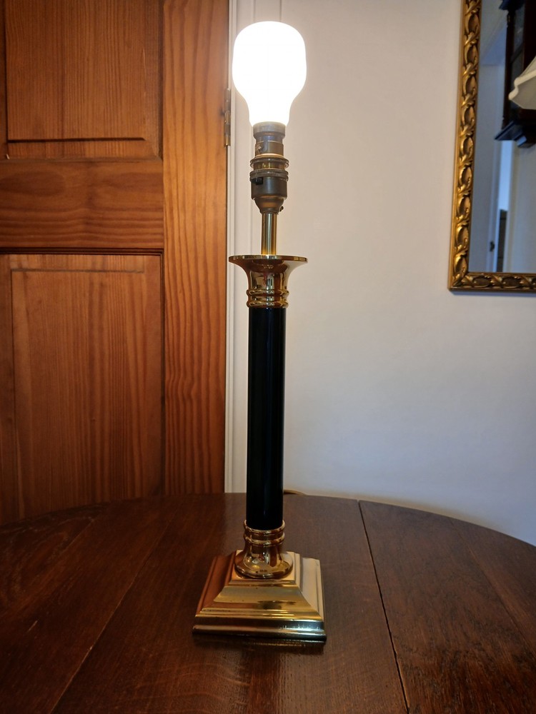 SEARCHLIGHT Brass and black column table lamp base