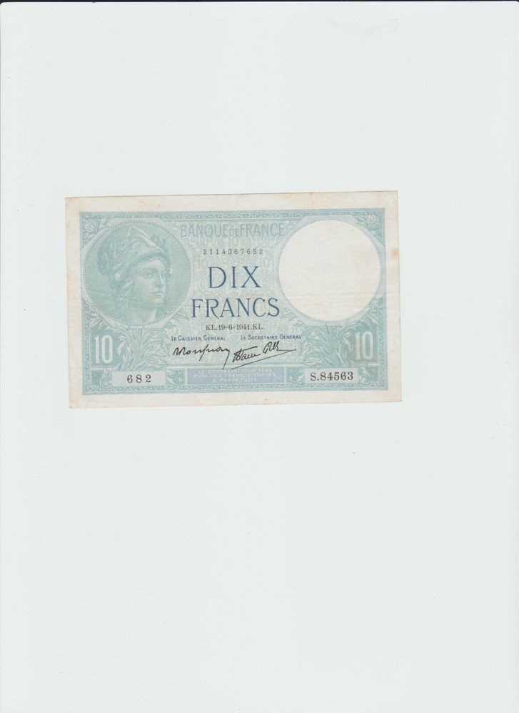 banconota francese 10 franchi del 1941