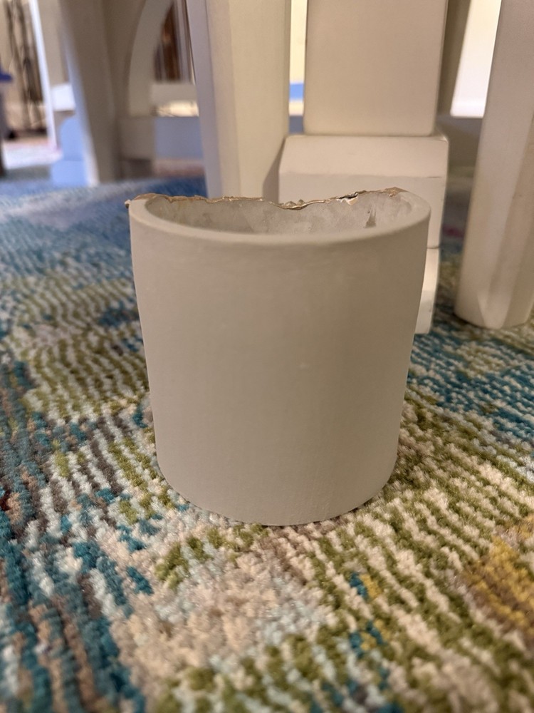 Amethyst Crystal Geode Planter Gray Circular