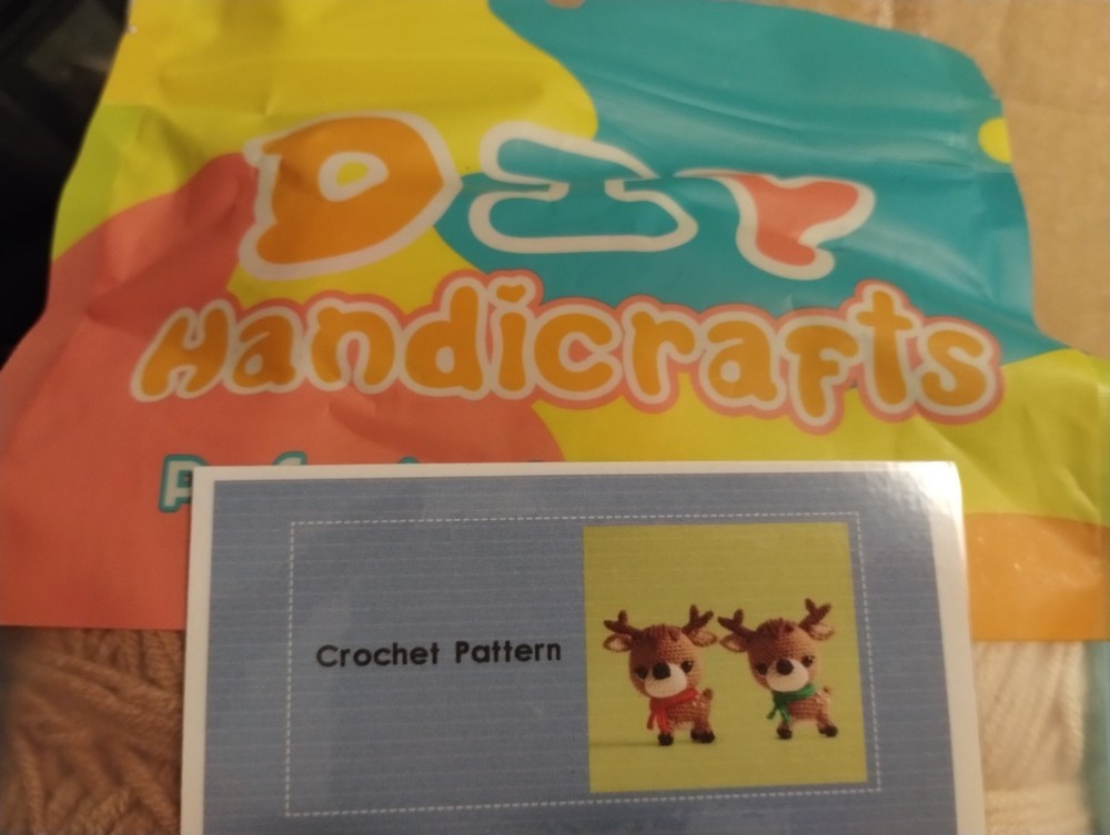 DIY Handicrafts Crochet Kit Pattern Set Two Reindeer Design