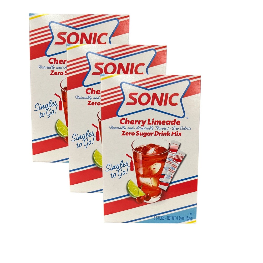 Sonic Singles To Go Cherry Limeade Drink Mix 6 Packets Each 3 Boxes