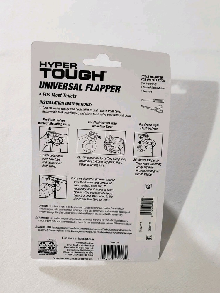 Hyper Tough Universal Toilet Flapper & Chain Replacement Standard Size Rubber