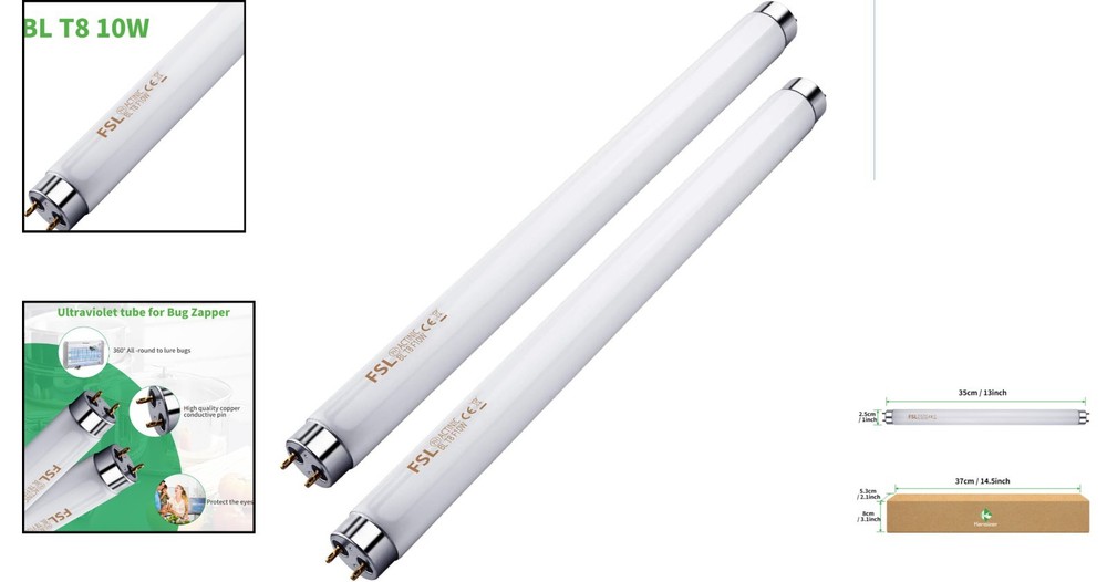 Eco-Friendly 2-Pack 13'' Bug Zapper Bulbs - 10W Replacement for Effective Lure