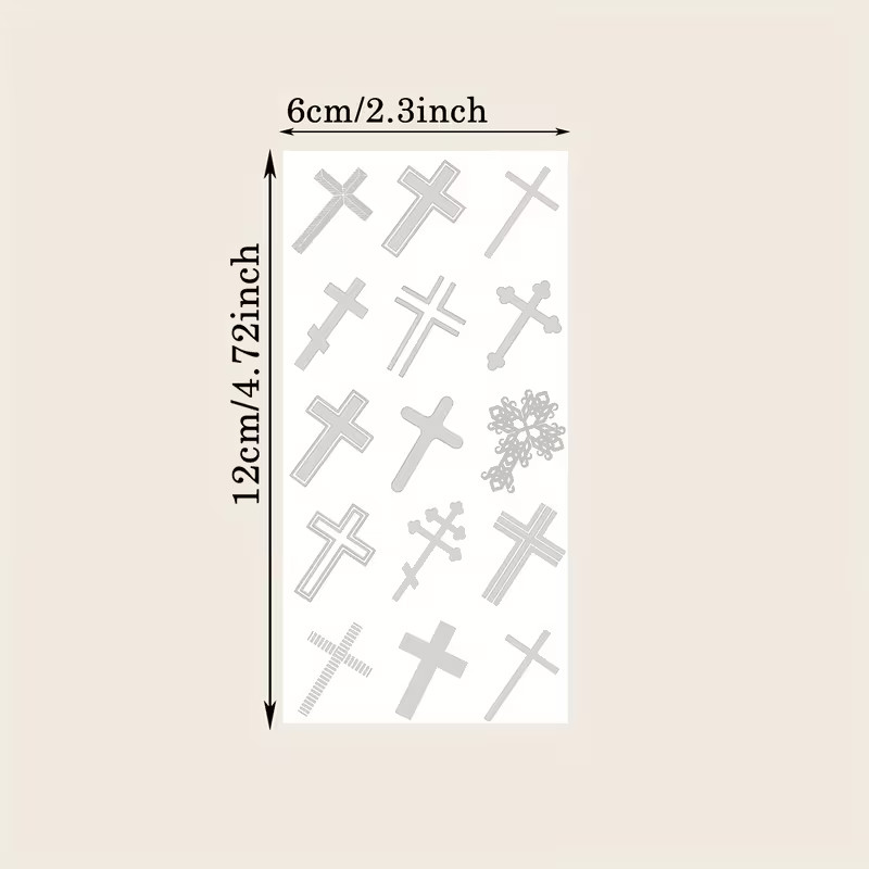 Durable Waterproof Temporary Tattoos, Featuring Cross Patterns, Tatoos Stickers