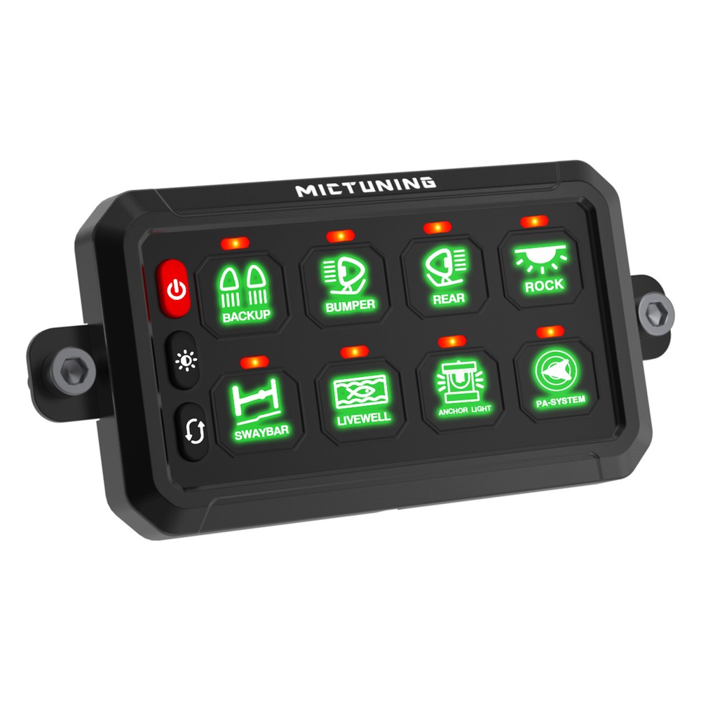 12/24V 8 Gang Switch Panel Led Light Bar Switch Momentary Strobe Switch Pod, USA