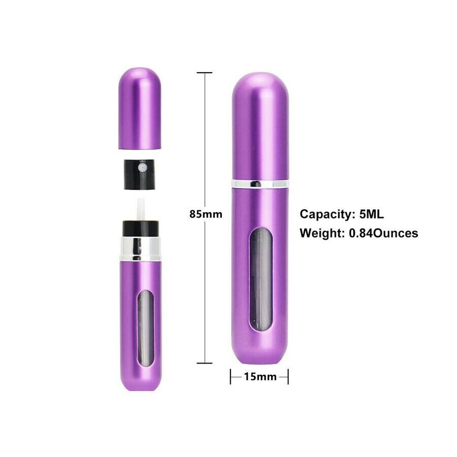 5 Pcs Travel Portable Mini Refillable Perfume Atomizer Bottle Spray Pump Case