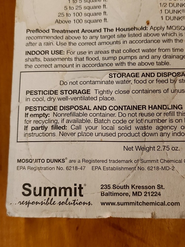 Summit Mosquito Dunks Floating Pod Kill Biologically Safe Method 6 pack -NEW