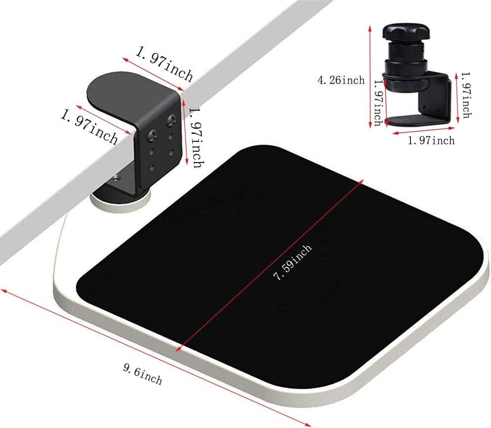 Mouse Platform Clamp On Under Desk Adjustable Mouse Tray Mount Swivel De