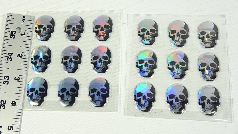 2 Sheets Halloween Silver Puffy Skeleton 18 Stickers