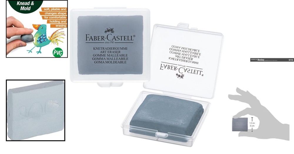 Compact Grey Kneadable Eraser with Storage Case - Ideal for Artists & Students