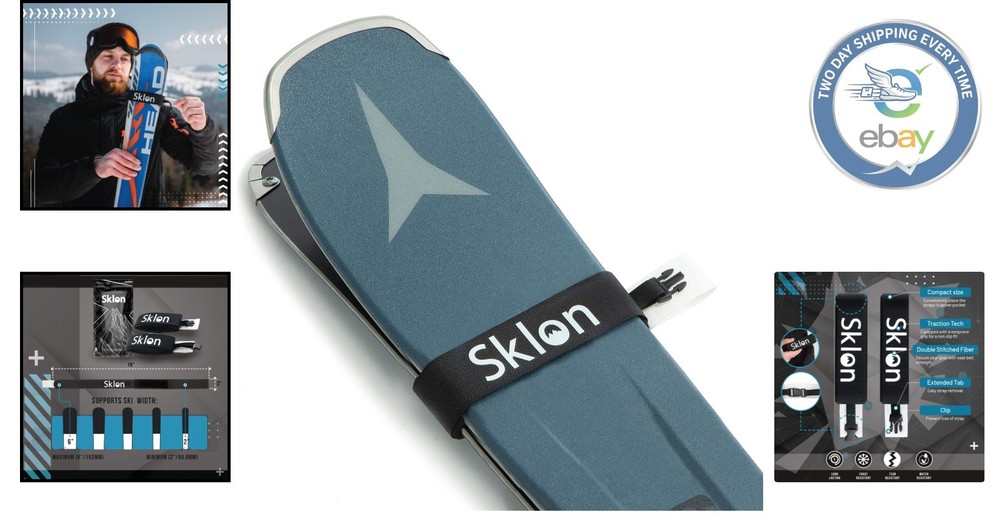 Versatile 2-Pack Ski Strap Fasteners - Durable Rubber Clips for Secure Transport