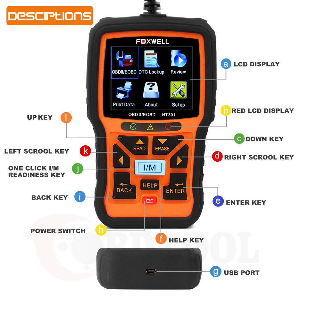 Foxwell NT301 OBD2 Automotive Scanner Diagnostic Tool Check Engine Code Reader