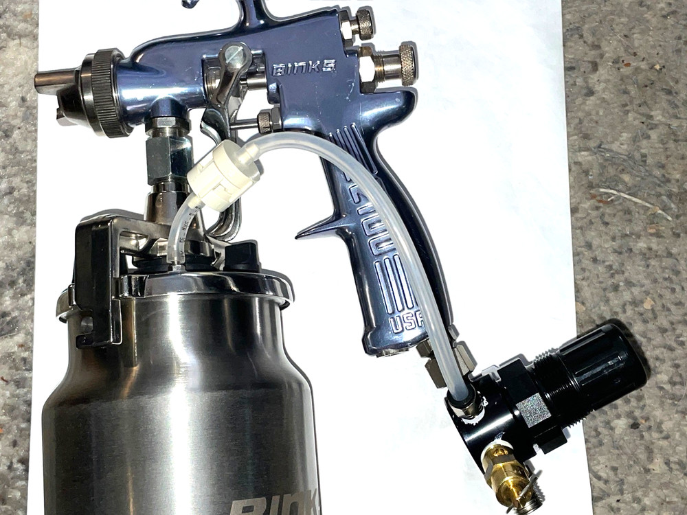 BINKS STAINLESS 1 QT PRESSURE ASSISTED CUP W/REGULATOR 80-511