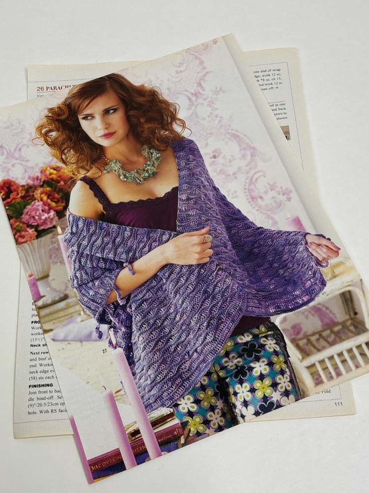 Wave Stitch Wrap Knitting Pattern Magazine Pages