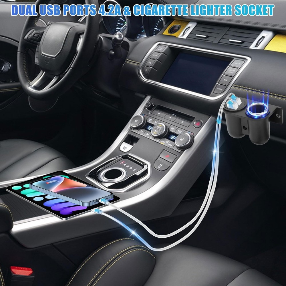 1PCS Dual USB Outlet Cigarette Lighter Socket Splitter with Blade Fuse,