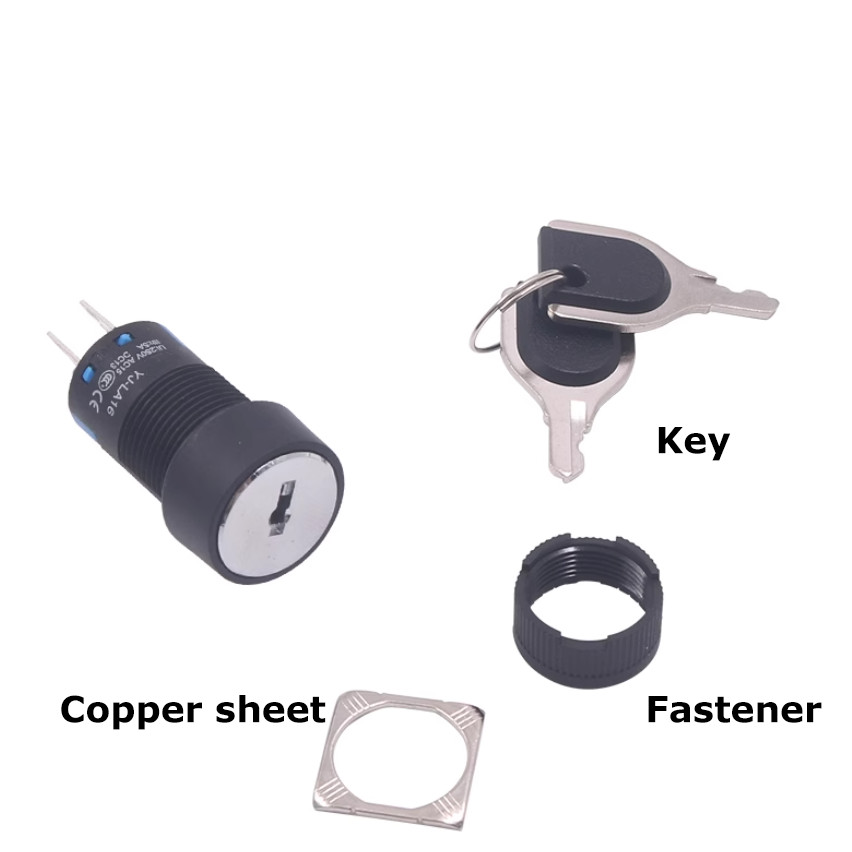 LA16 Key Switch 2/3 Position Latching Round/Square/Rectangular Lock+Keys