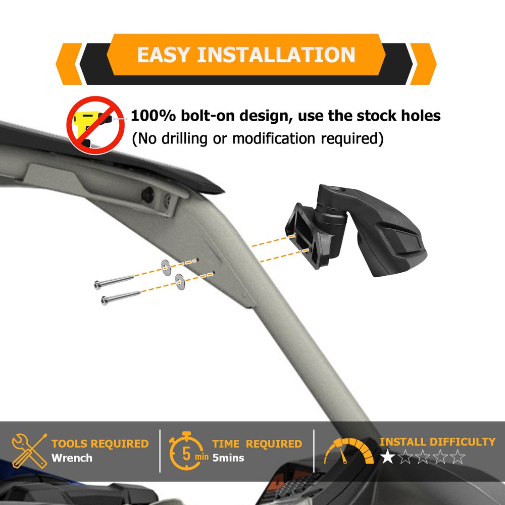 Rear Side View Mirrors w/Automatic Reset Function For Can Am Maverick X3/X3 Max