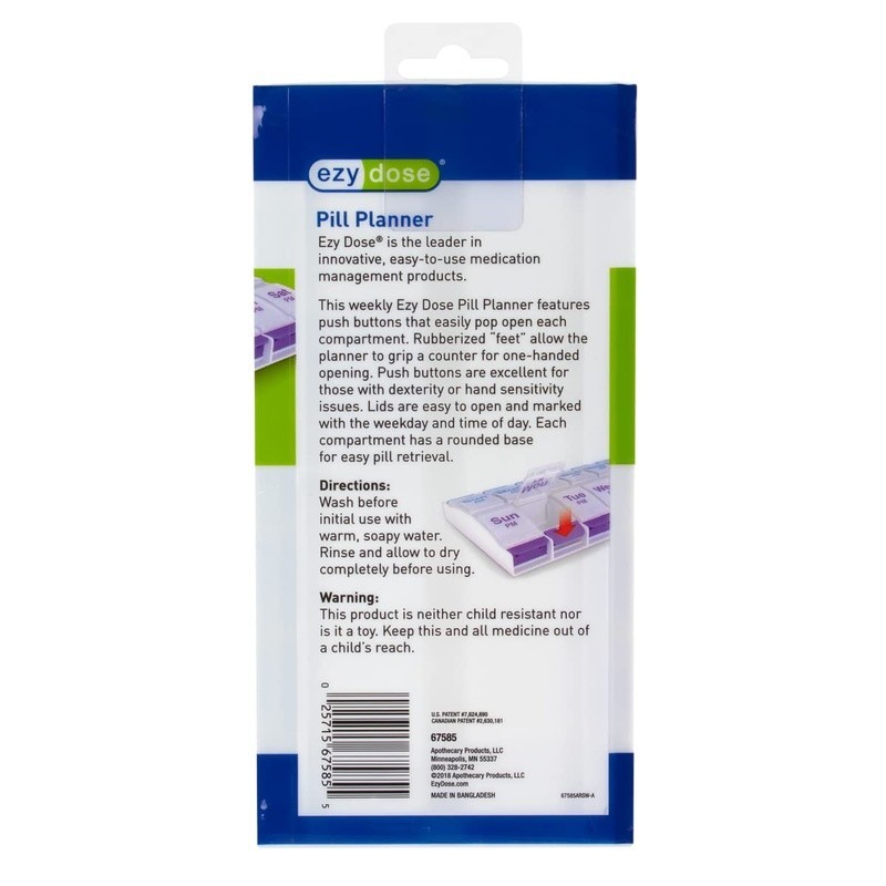 Award Winning Easy Open Pill Organizer Large Compartment Arthritis Friendly New