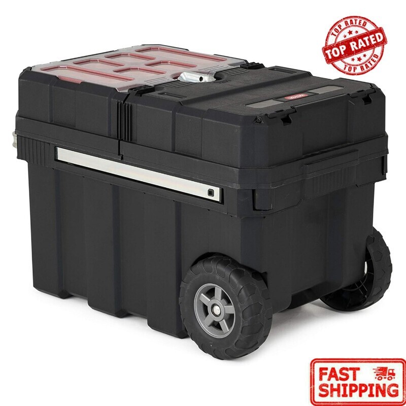 Masterloader Resin Rolling Tool Box W/ Locking System Removable Bins Perfect New