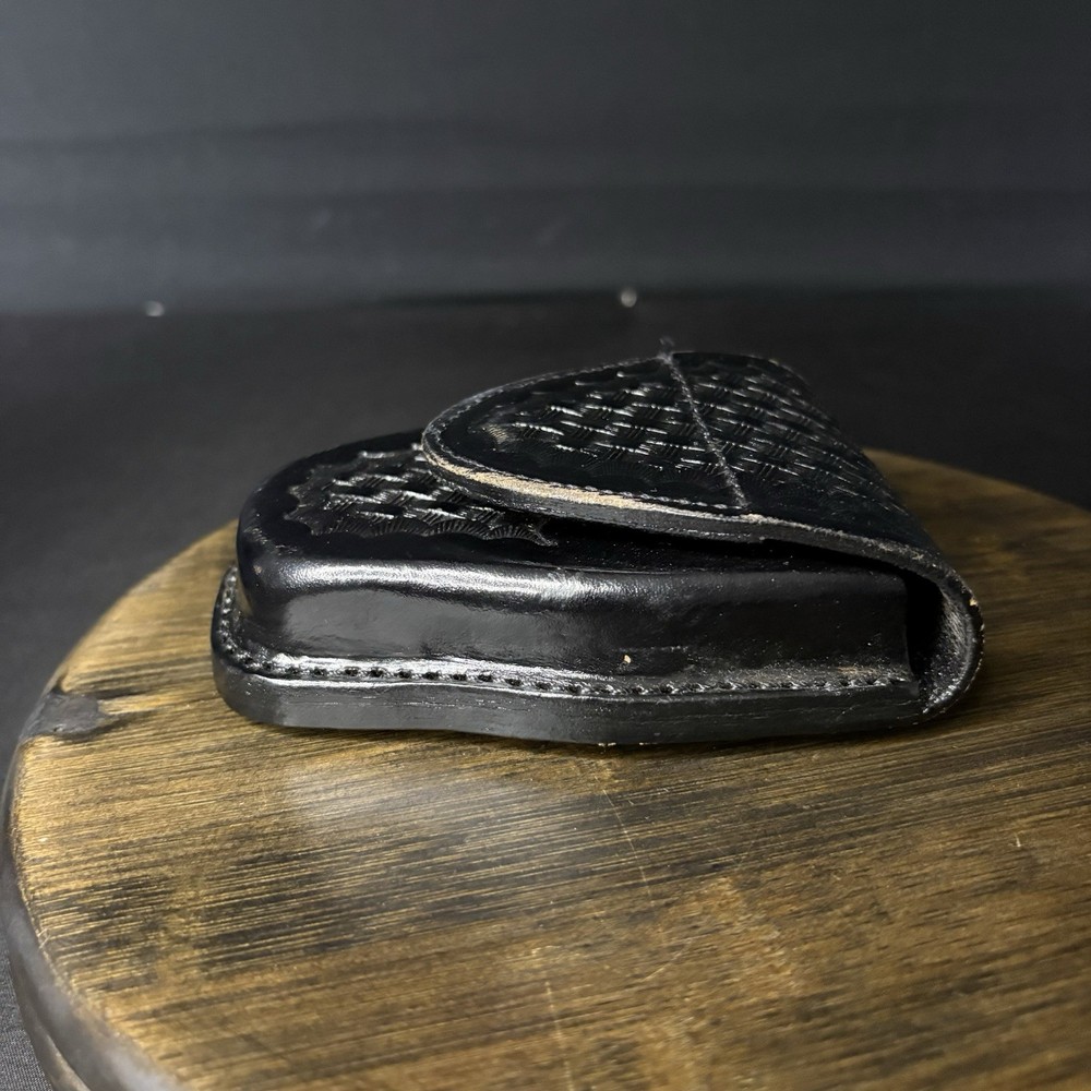 JS Leather Basket Weave Handcuff Case Law Enforcement Hidden Snap