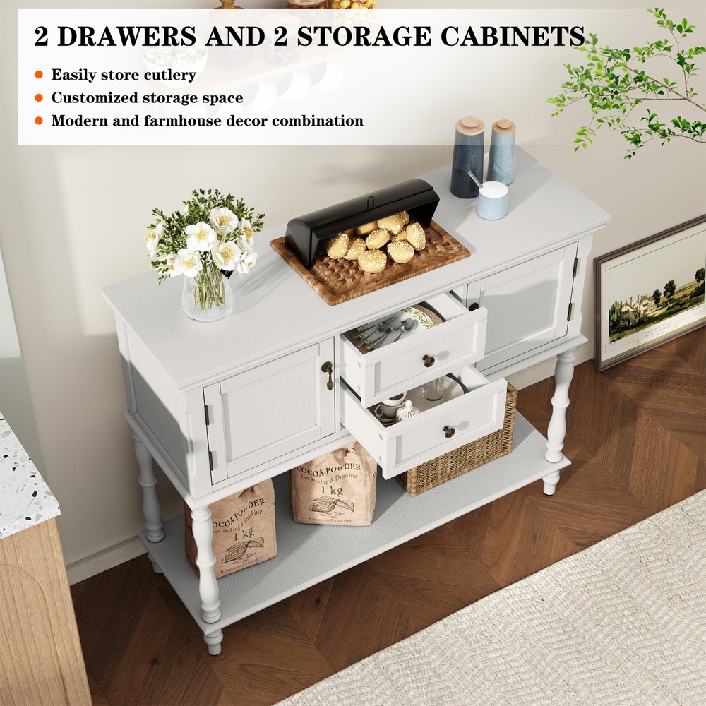 Sideboard Buffet with Door Drawer Storage Cabinet Buffet Table Dining Room White