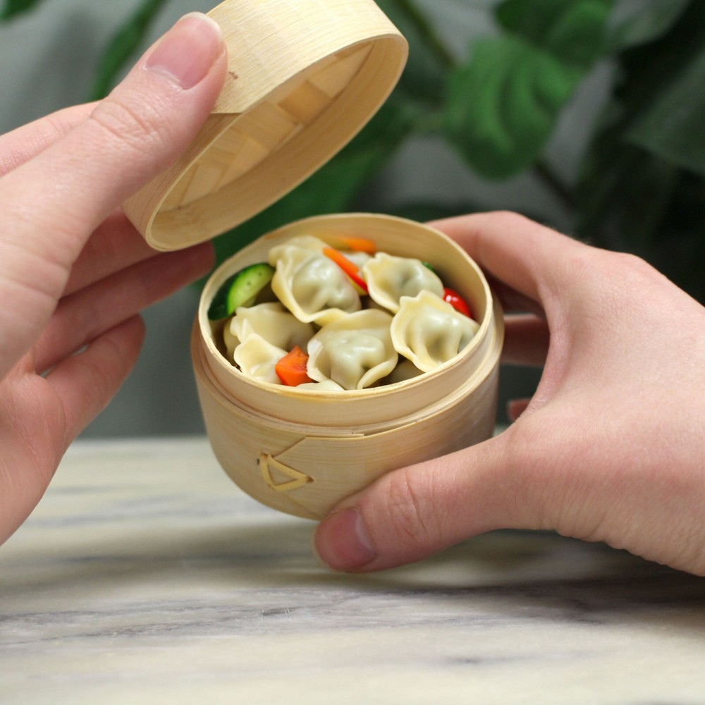 Mini Bamboo Steamer With Lid for Dumplings