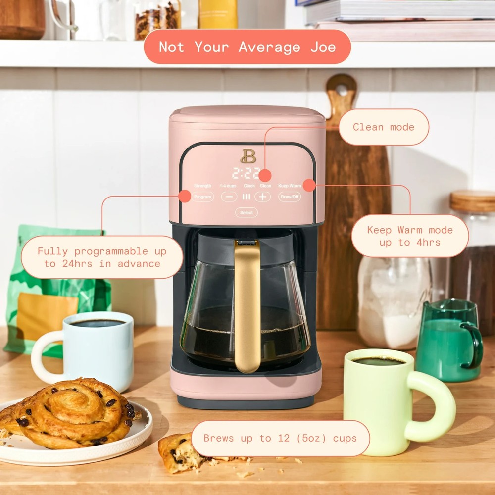 Beautiful 12 cup Programmable Coffee Maker, Rose by Drew Barrymore