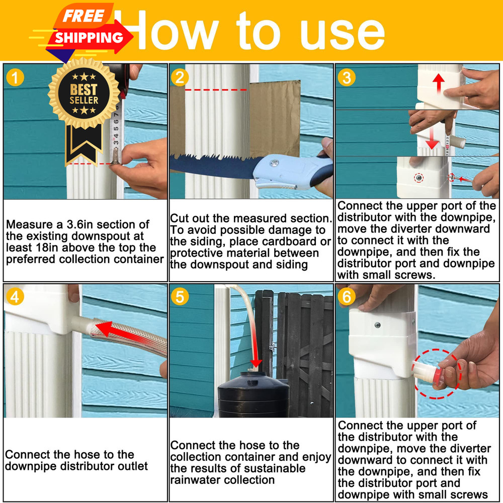 Rainwater Collection System-Rainwater Diverter Connector 1pcs