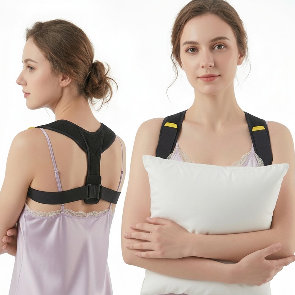 Non-Pinch Design Sleep Upper Back Brace Posture Corrector for , Lightweight &...