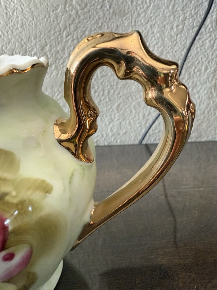 Lefton China Green Color Hand painted Pitcher.