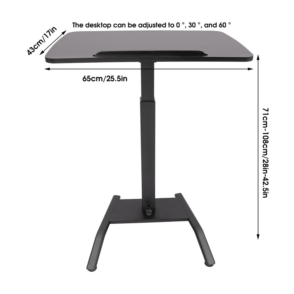Adjustable 25.5?? Rolling Podium Desk Standing Lifting Computer Desk Black