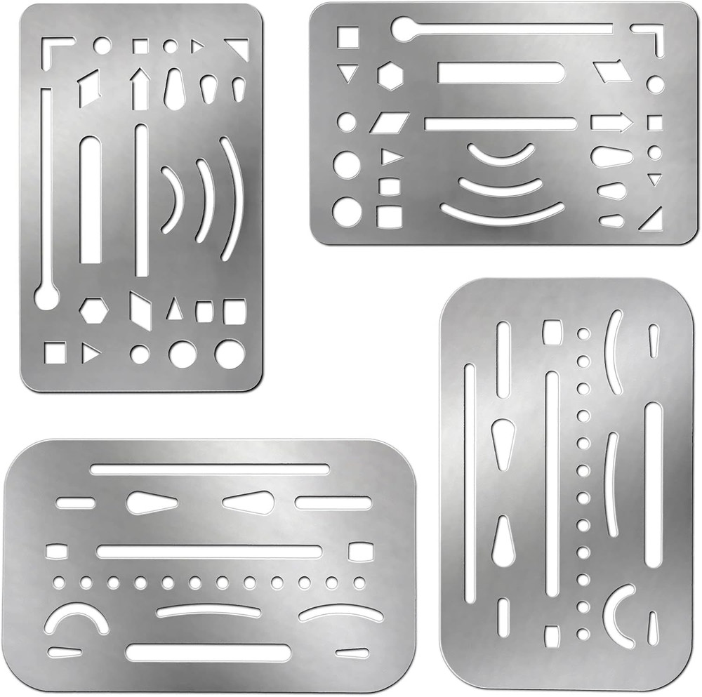 4 Pieces Drafting Eraser Shield Erasing Shield for Drawing Stainless Steel Drawi