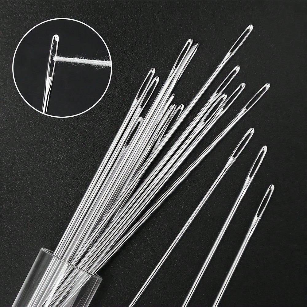 25PCS Large Eye Sewing Needles Set Easy Thread Hand Embroidery Assorted Leather