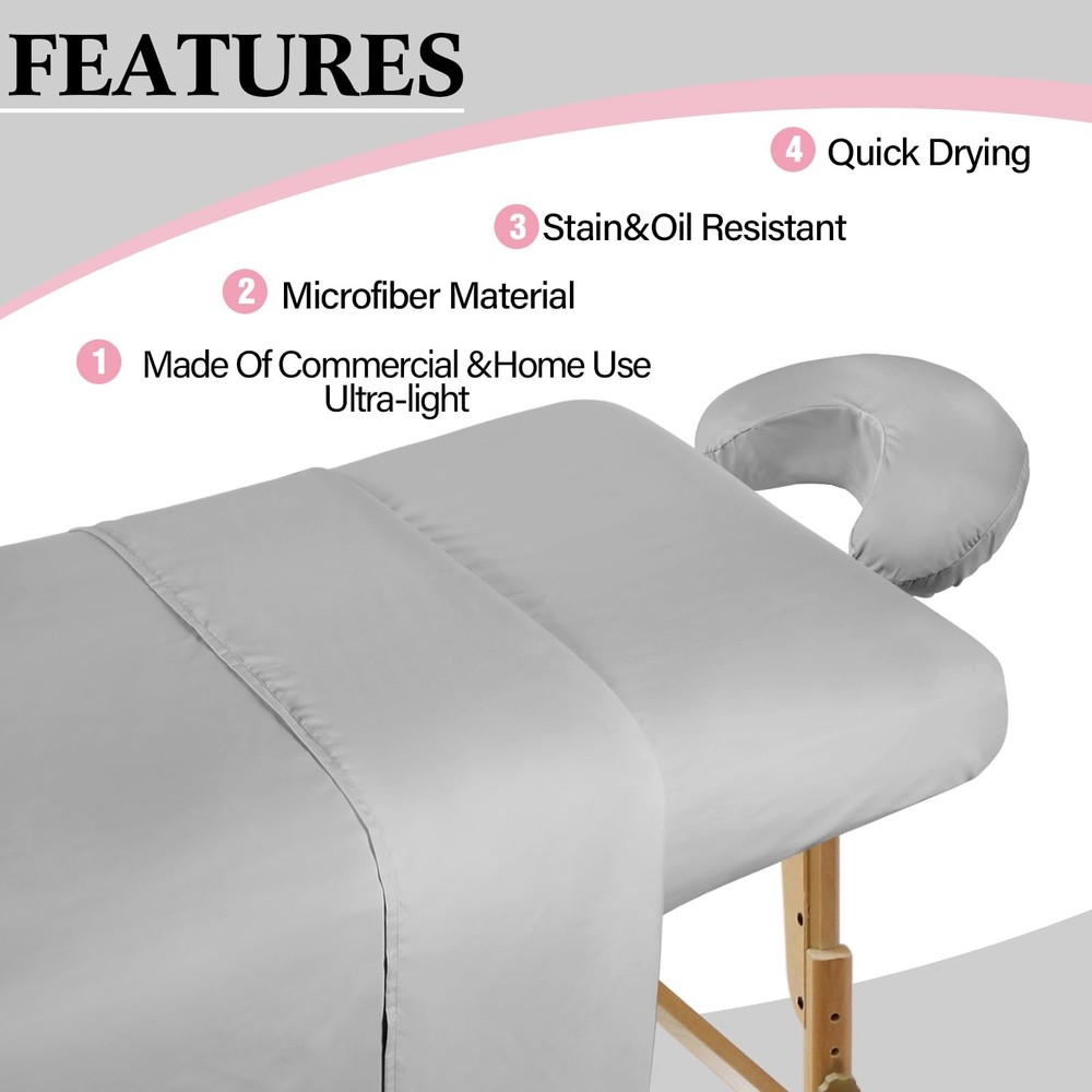 3 Sets Microfiber Massage Table Sheet Set 3 Colors 3 Piece Set Includes Massa...