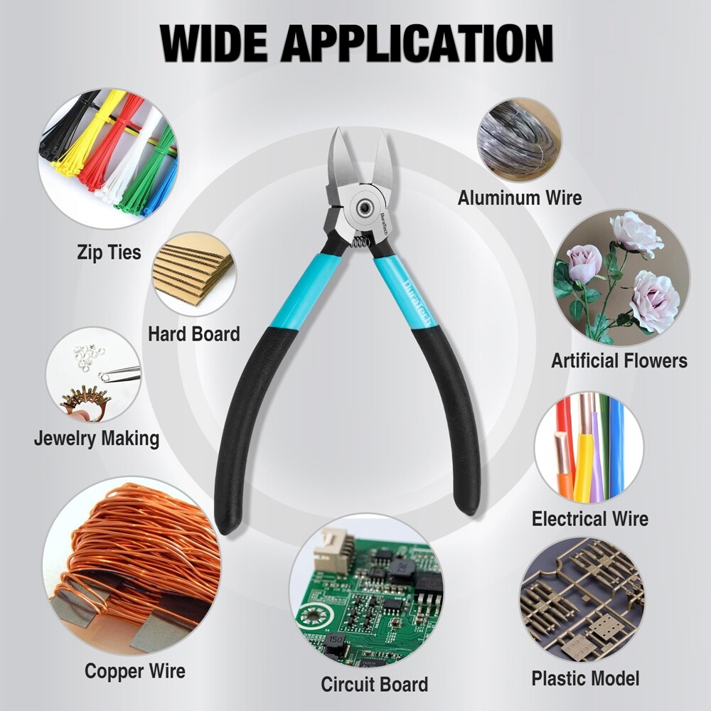 DURATECH 6" Professional Wire Cutter Wire Snips CNC Edges Thickened Flush Cutter