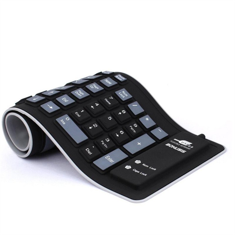 Wired Keyboard Foldable Silicone USB Flexible Waterproof Slim For PC