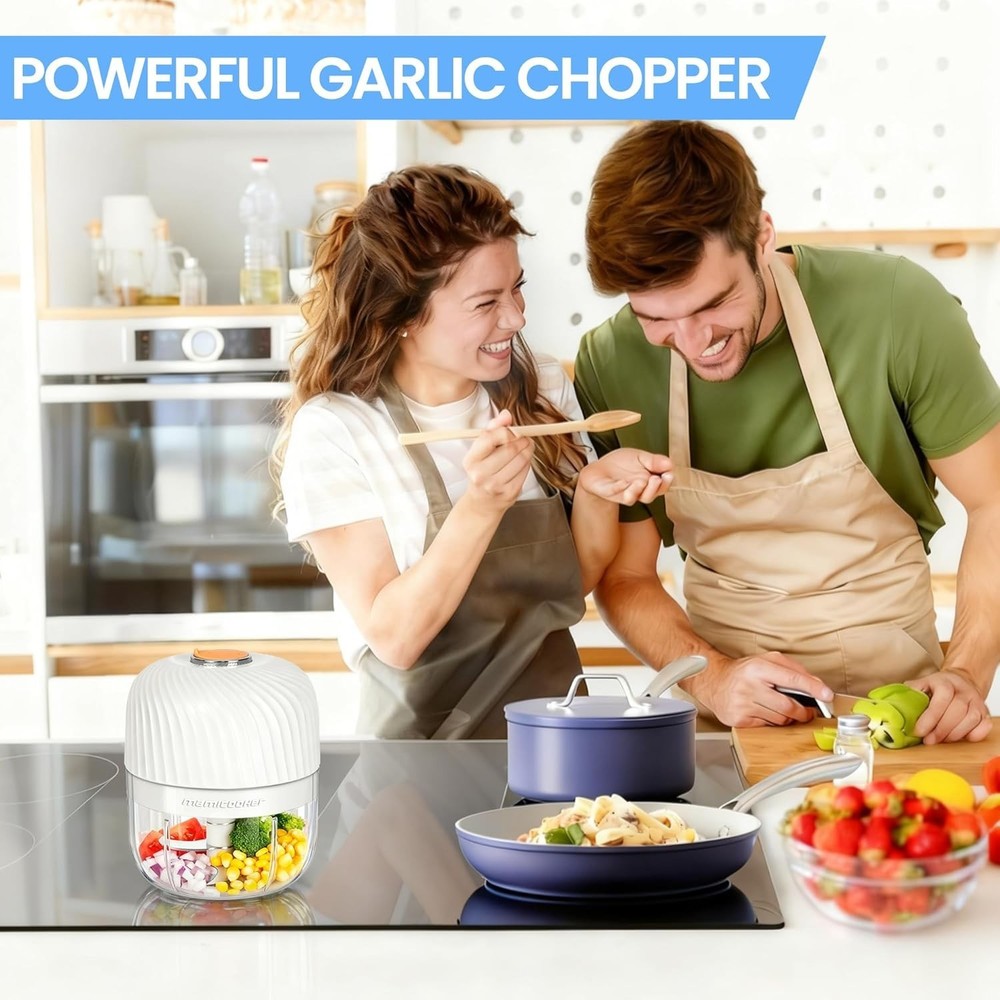 Compact 250ml Electric Veggie Chopper - Effortless One-Touch Operation