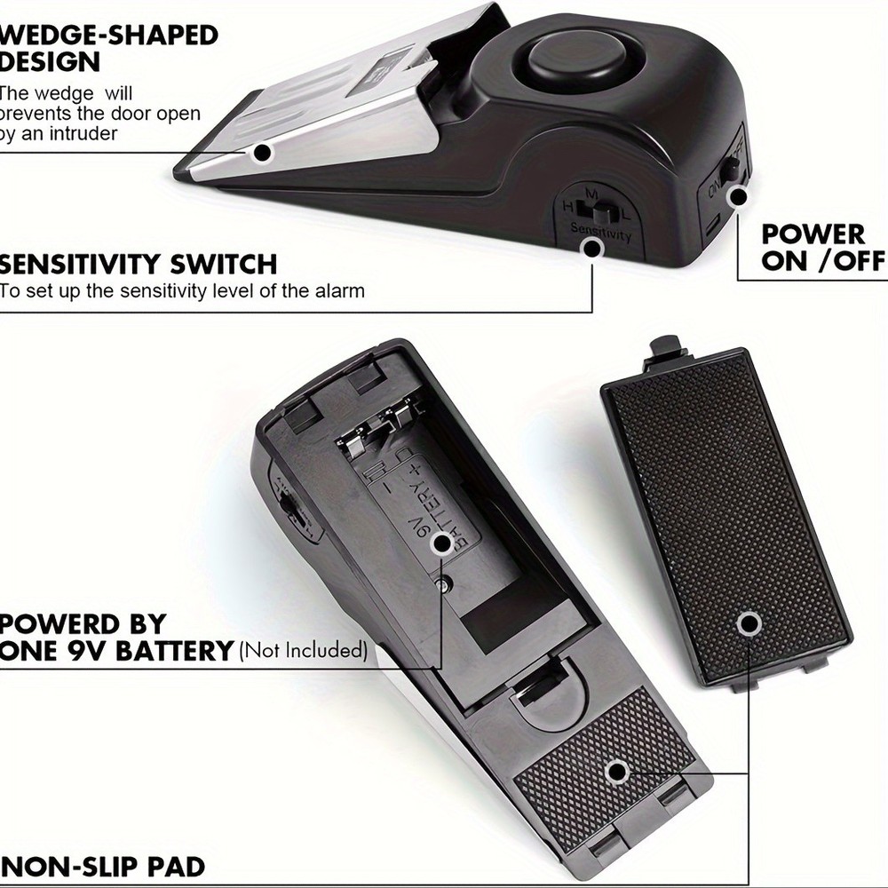 Precision-Made Robust Stable Quick-Install 3PCS Dual-Function Door Stopper Alarm