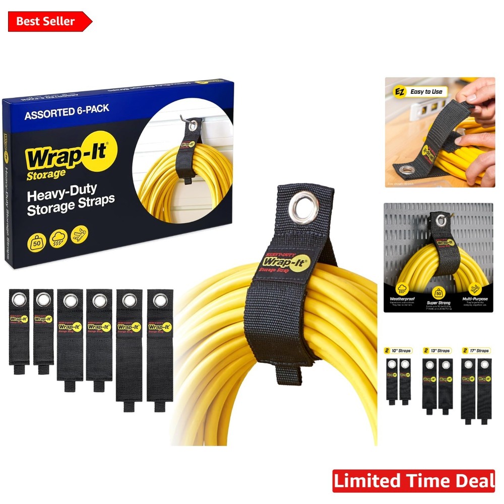 Powerful 6-Pack Heavy-Duty Black Straps - Secure Your Cords & Tools Effortlessly
