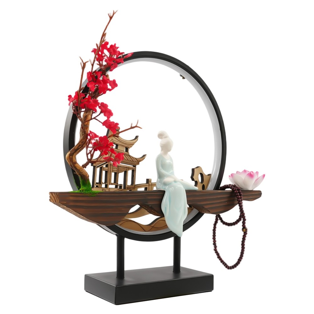 Backflow Incense Holder with LED Light, Ceramic Backflow Incense Burner Perfect