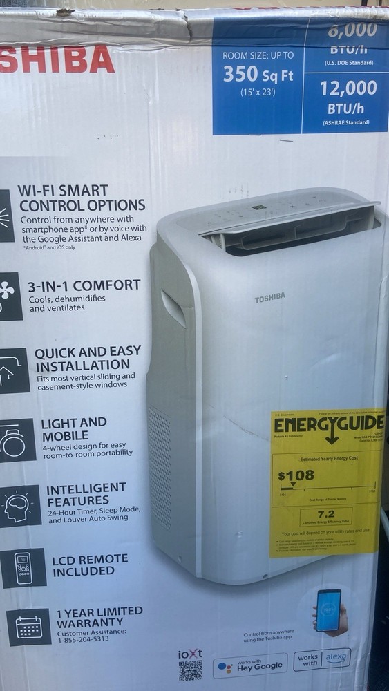 Toshiba RAC-PD1213CWRU 12000 BTU Portable Air Conditioner Wi-Fi Remote