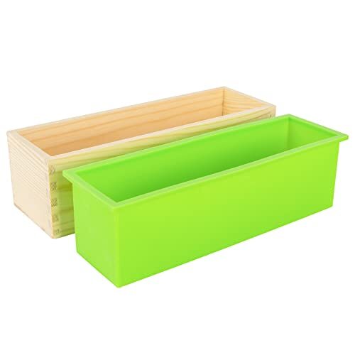 2 Pack 42oz Rectangular Flexible Silicone Soap Loaf Mold with Wooden Box